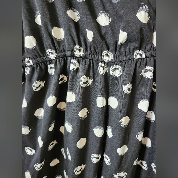 Boohoo Black & White Polka Dot Print Wrap Style Baggy Wide Leg Jumpsuit S - Picture 6 of 10